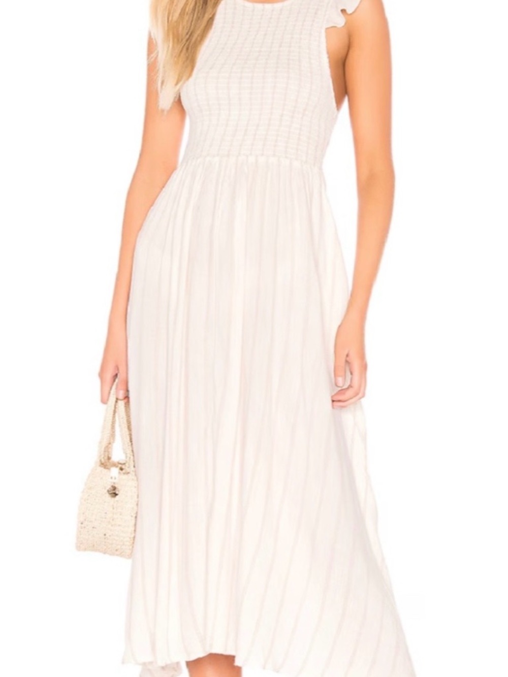 Free People Women's Ivory Sleeveless Smocked Maxi Dress